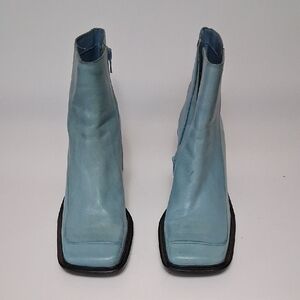 Diba Sky Blue Square-Toe Ankle Boots